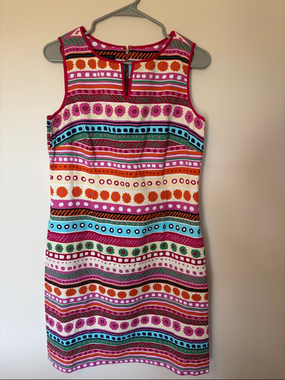 Talbots Multicolor Striped Sleeveless Mini Dress - Pink, Turquoise, Orange